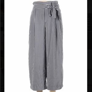 Trafaluc by Zara Plaid Lightweight Pants Elastic Waist Bottoms gingham Medium